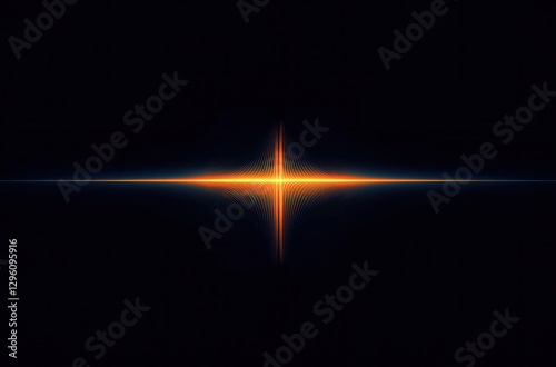 A black and orange image of a light that is pointing upwards. The light is orange and it is the center of the image