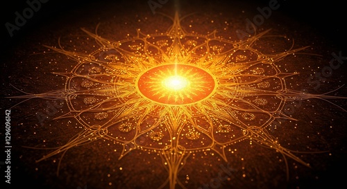 Dark cosmic sun mandala background for mystical themes, esoteric projects, spiritual blogs, meditation guides, yoga websites, holistic healing materials, and personal development content