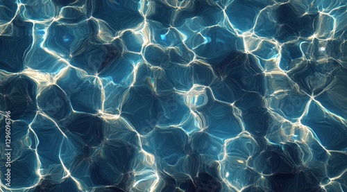 The image is of a body of water with blue and white waves. The water appears to be calm and peaceful, with the waves gently lapping against the shore. Scene is serene and tranquil