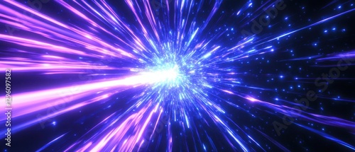 Abstract hyperdrive space travel with light speed, warp speed, and futuristic technology background Concept of science fiction, time travel, and cosmic journey