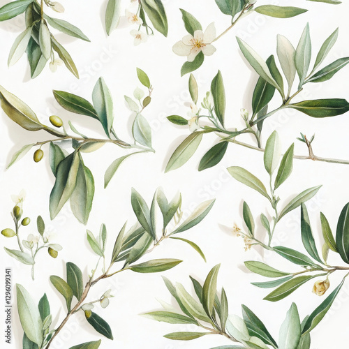 Realistic olive branches create calming and inviting scene