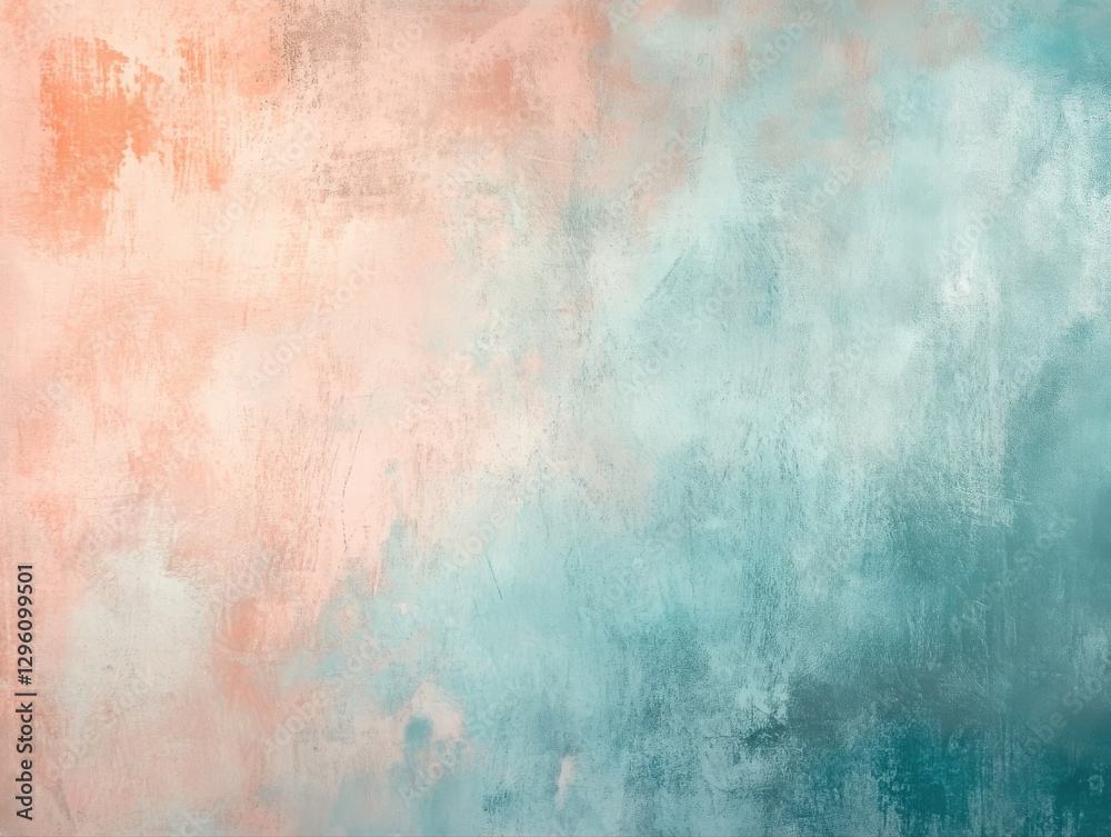 Obraz premium A wall with a blue and pink background. The wall is covered in paint and has a textured surface. The colors of the wall create a sense of warmth and comfort
