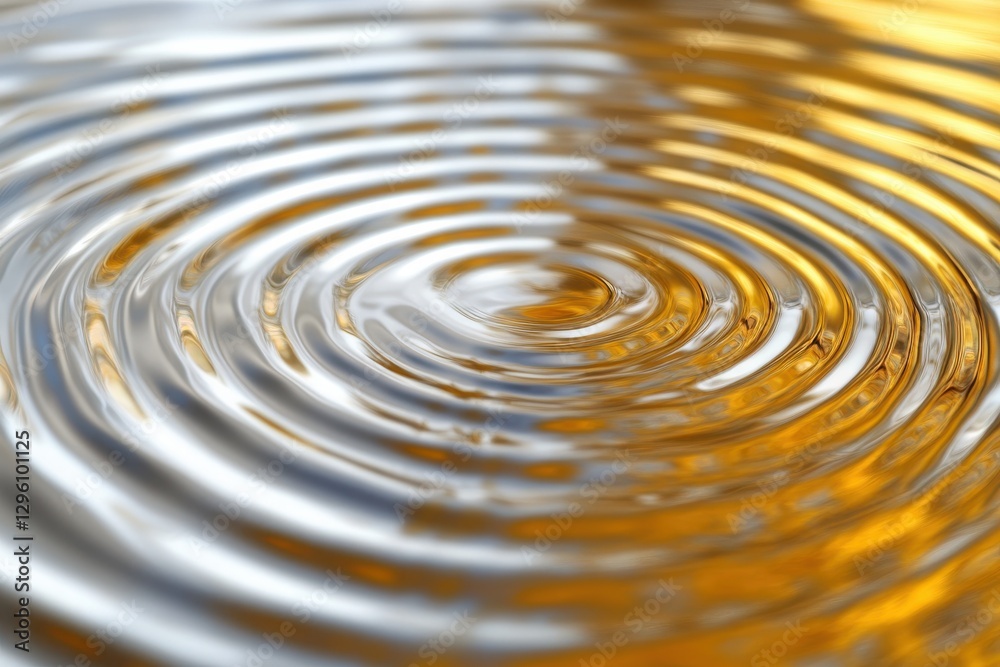 A large wave of water with a golden hue. The water is calm and peaceful, with ripples that seem to stretch out into infinity. Concept of tranquility and serenity A large wave of water with a golden hue. The water is calm and peaceful, with ripples that seem to stretch out into infinity. Concept of tranquility and serenity