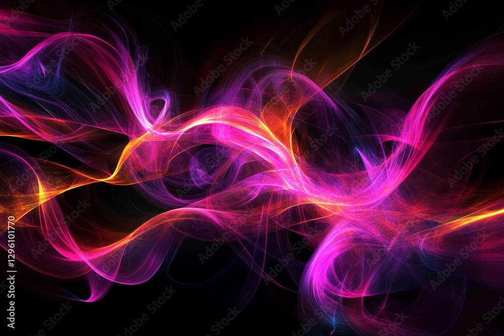 Fototapeta premium Abstract Pink Orange and Purple Flowing Energy Light Waves Dynamic Background Design Illustration Digital Art Modern Graphic Futuristic Vibrant Swirls