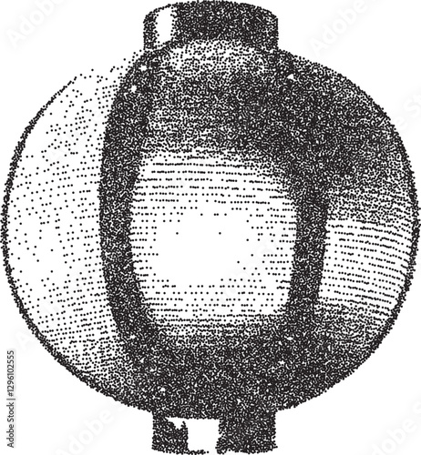 Chinese lantern vintage y2k stipple art, asian lantern halftone stipple brutalist retro vector png with transparent background, festival 2000s aesthetic photocopy effect tattoo