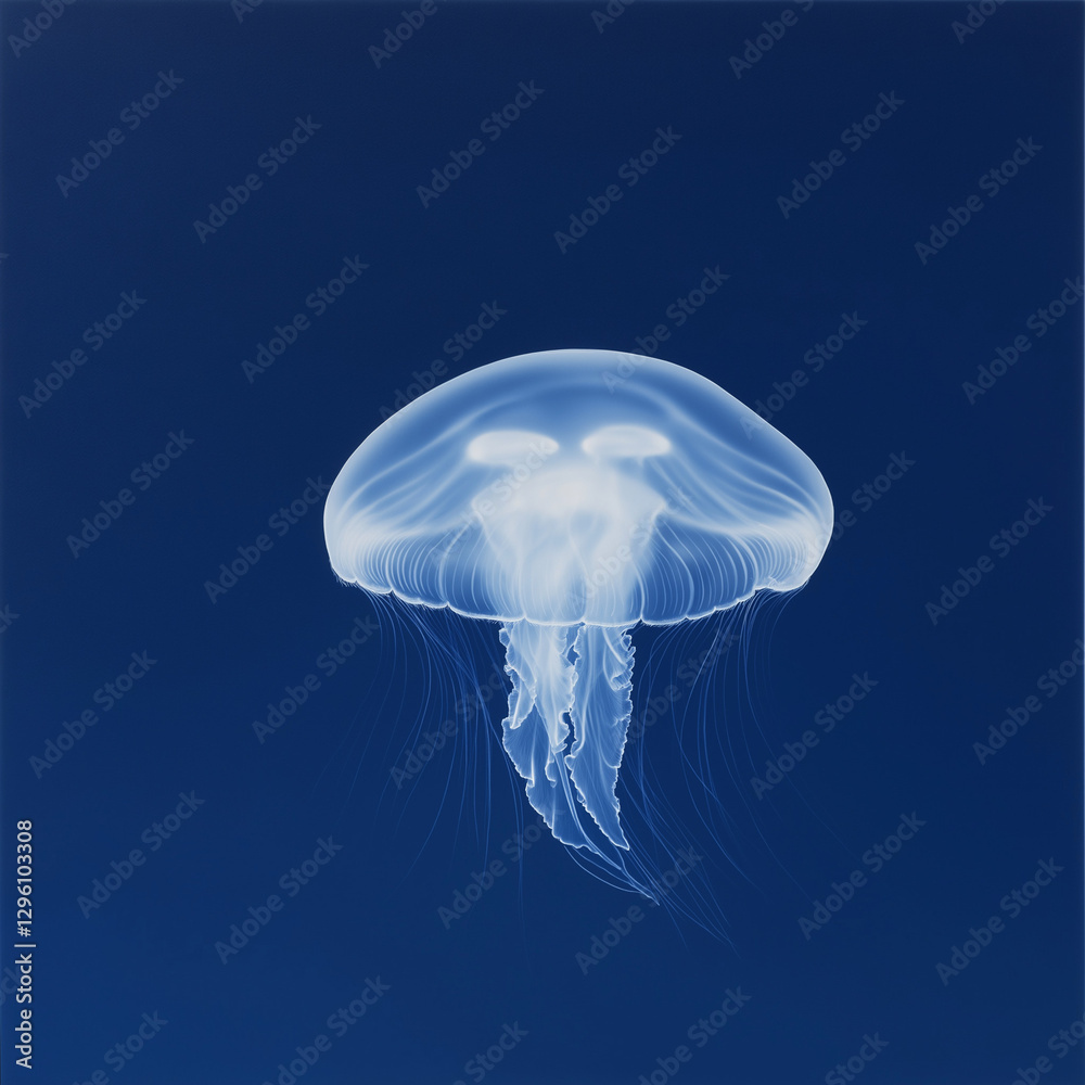 Fototapeta premium A jellyfish is floating in the ocean