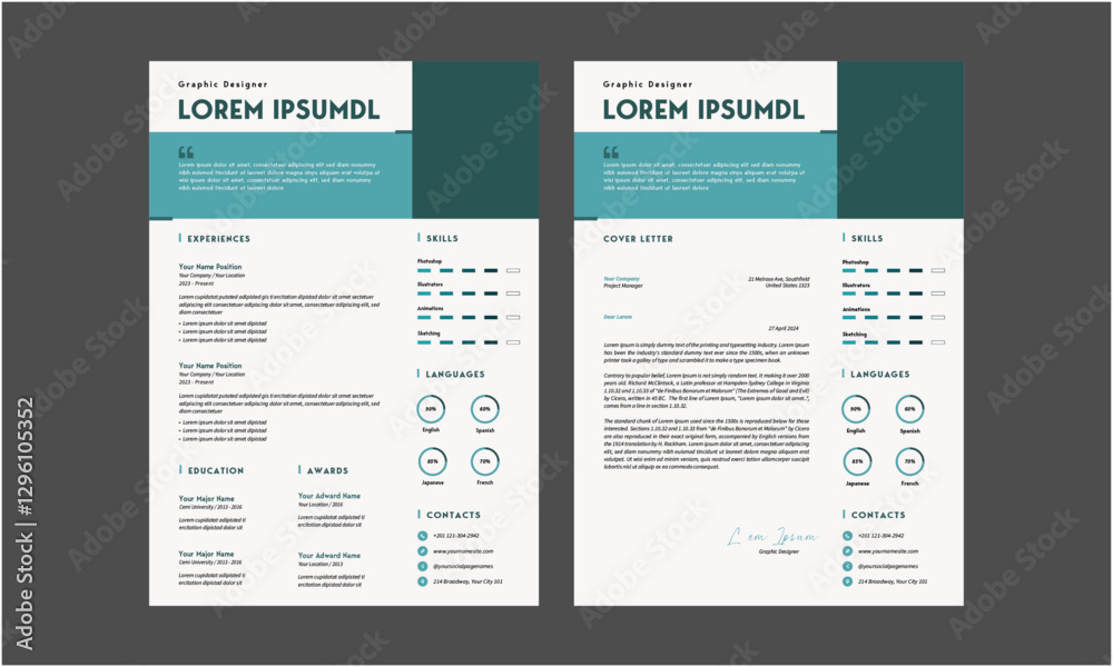 Obraz premium Resume and Cover Letter, Minimalist Resume CV Template