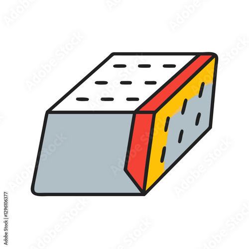 Concrete block illustration with colorful accents