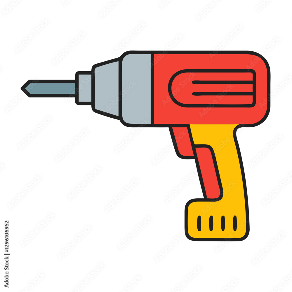 Power Drill icon in bright colors against a white background Power Drill icon in bright colors against a white background
