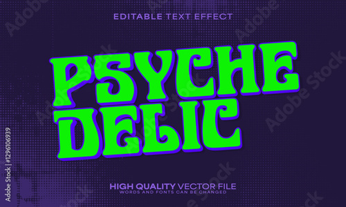 Retro hippie text effect, editable text effect and vintage 3d font style bold shadow psychedelic poster design