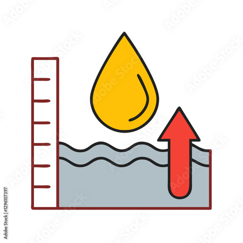 Water Level indicator showing rising water with droplet