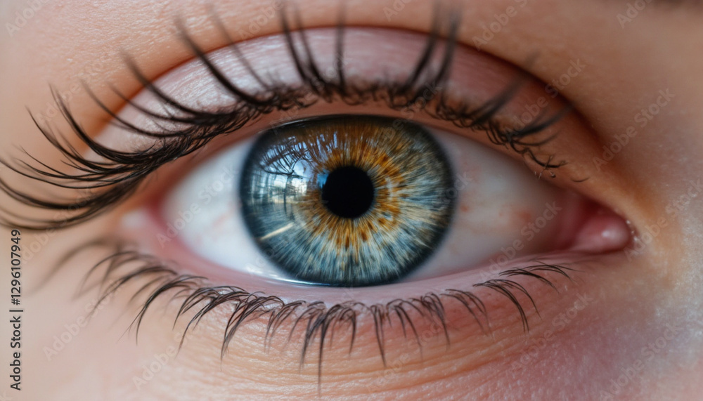 Fototapeta premium detailed macro of female eye showcasing vibrant colors and textures
