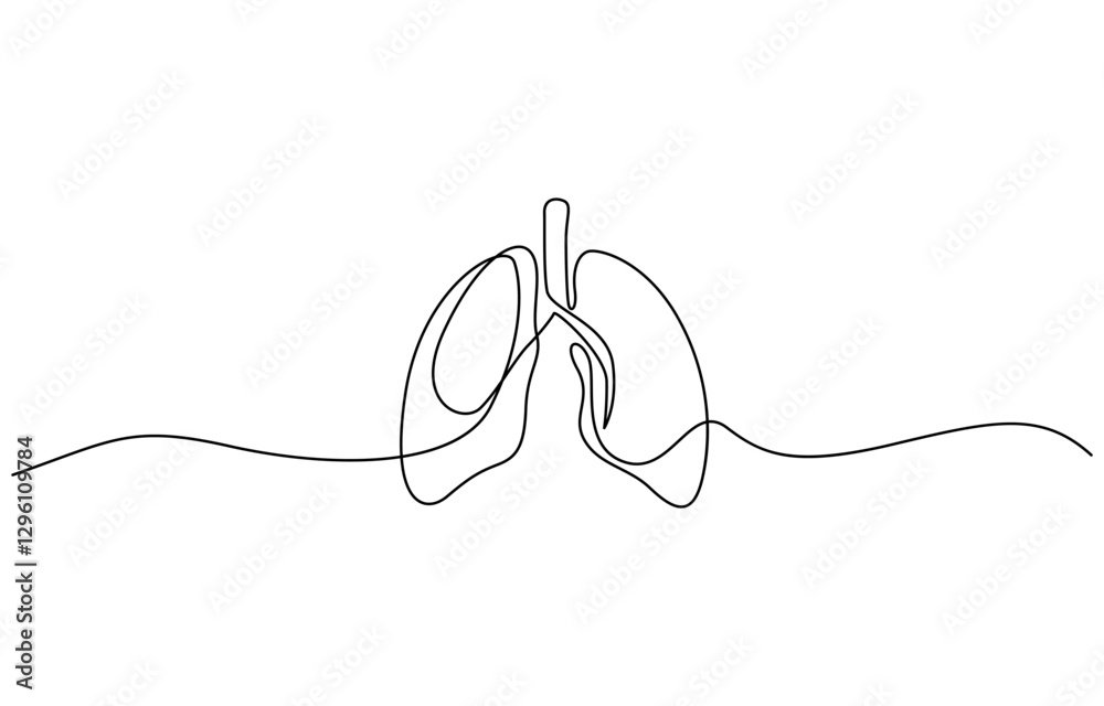 Obraz premium One continuous line drawing of lungs . single line lung concept, Continuous single line drawing of anatomical human lungs organ medical internal anatomy concept one line design.
