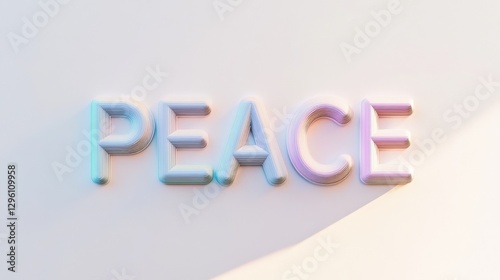 Minimalist Typography Design Featuring the Word Peace in Soft Pastel Colors. Generative AI