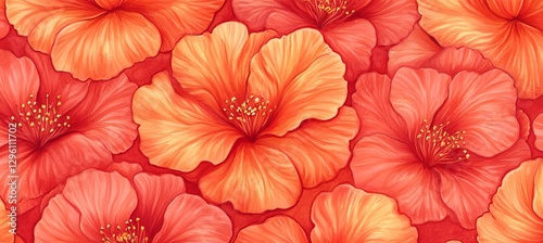 Wallpaper Mural Gentle Apricot Watercolor Floral Background - Seamless Pattern Of Vivid Flowers With Gold Accents Torontodigital.ca