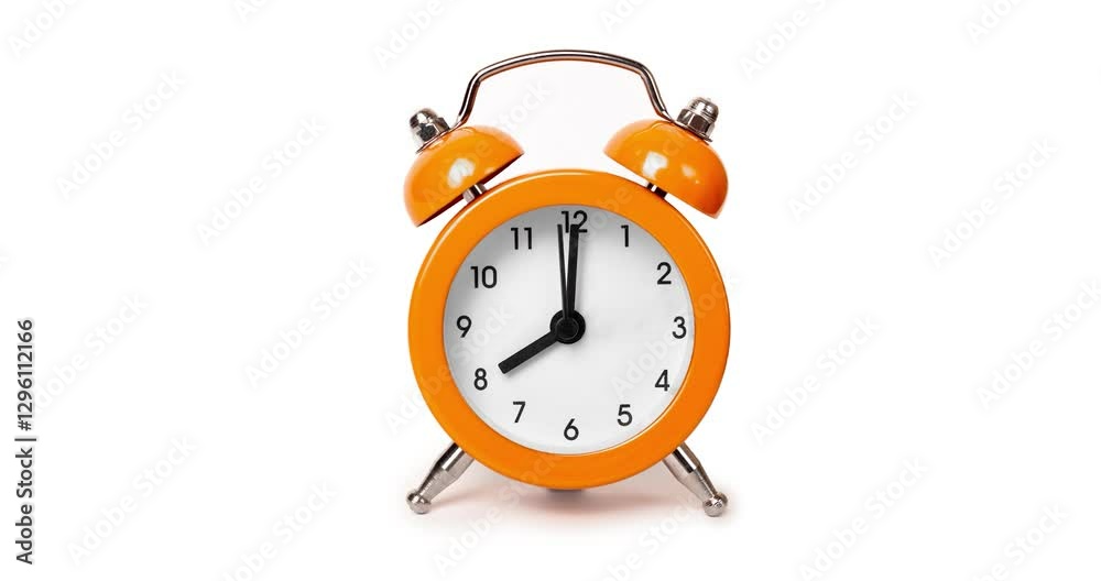 Orange The clock sets the time to 8.00. isolated on white background isolate
