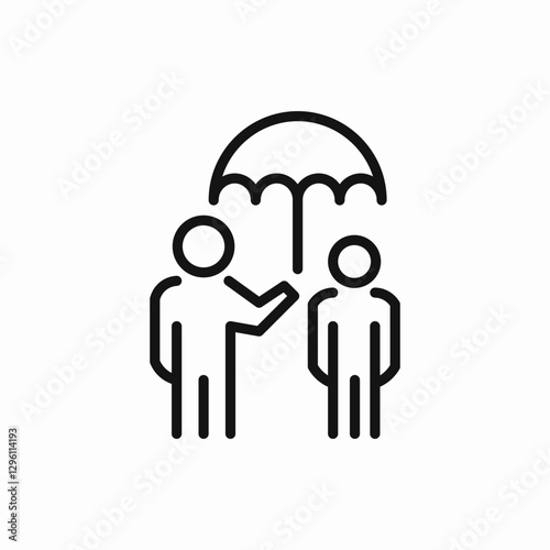 People under umbrella icon vector sign