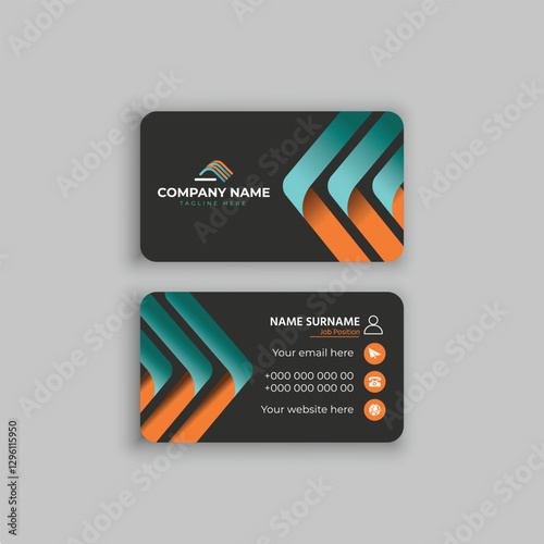 Modern business card design, Creative and clean corporate double-side business card template, personal visiting card, vector illustration, professional simple identity card.