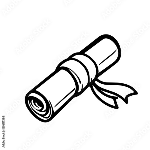 Rolled Diploma Scroll with Ribbon Symbolizing Graduation and Academic Achievement