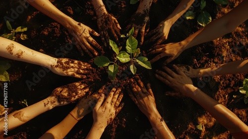 With hands calloused from the soil, people plant saplings, their actions a testament to their commitment to nature and the preservation of the environment.
