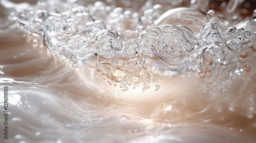 Abstract Close-Up of Water Bubbles and Waves
