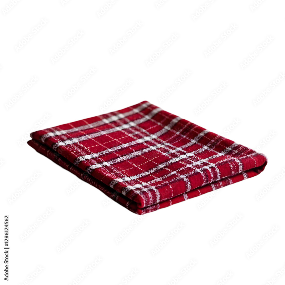 Plaid red and white cloth on transparent background Plaid red and white cloth on transparent background