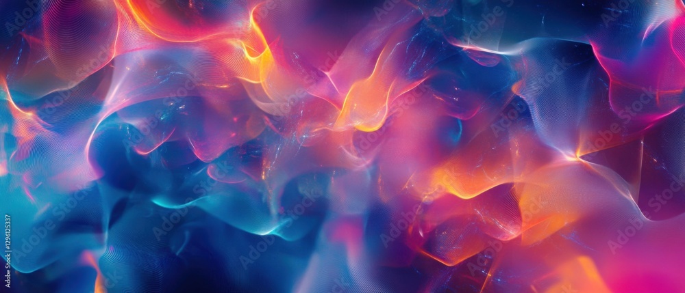 Obraz premium Abstract background with vibrant neon colors, flowing shapes, and glowing light effects Concept of energy, technology, and modern design
