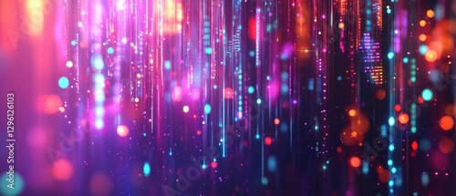 Abstract background with glowing neon lights and data streams  concept of futuristic technology  big data  and digital network