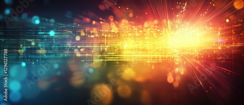 Abstract technology background with glowing light burst and data stream  concept of digital innovation  energy  and future