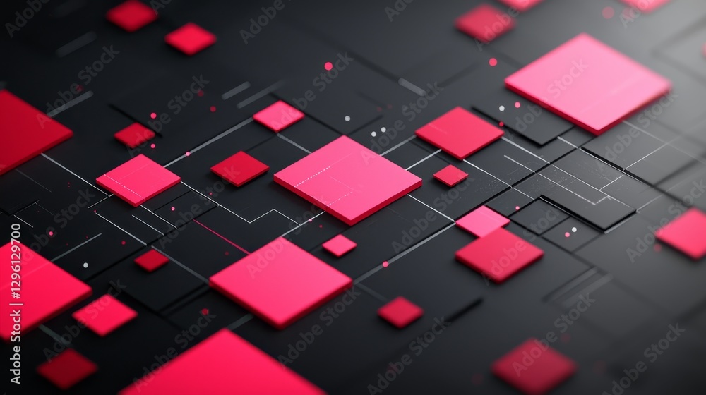 Dynamic red square design abstract digital art modern technology background Dynamic red square design abstract digital art modern technology background