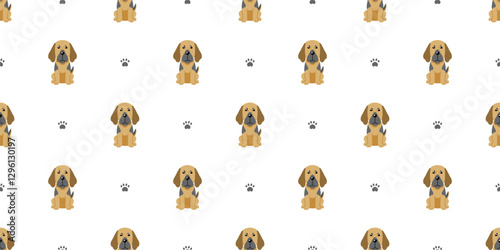 Cartoon character cute great dane dog seamless pattern background for design.
