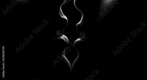 Passionate Kiss: A Black and White Portrait of Love and Intimacy
