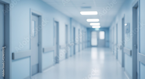 Modern hospital corridor with a clean atmosphere.
