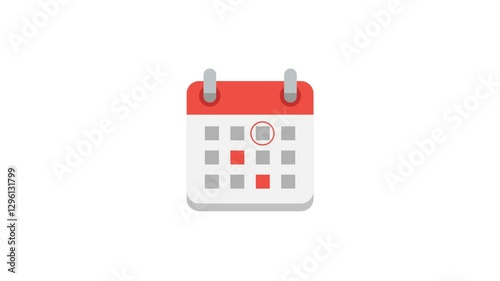 Animated calendar icon on transparent background with alpha channel, HD desktop calendar icon vector motion graphic. Meeting Deadlines icon. Time management, Appointment schedule flat icon.