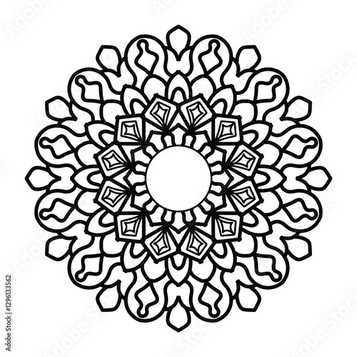 Mandala. Black and white decorative element. 