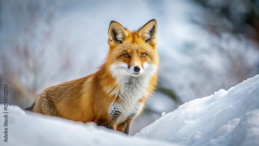 Obraz premium Alert Red Fox in Snowy Landscape - Winter Wildlife Photography