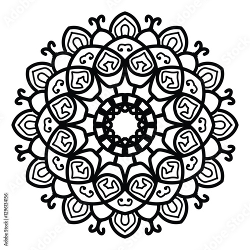 Mandala. Black and white decorative element. 
