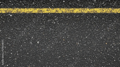 Close-up of asphalt road surface with yellow line for urban and transportation concept
