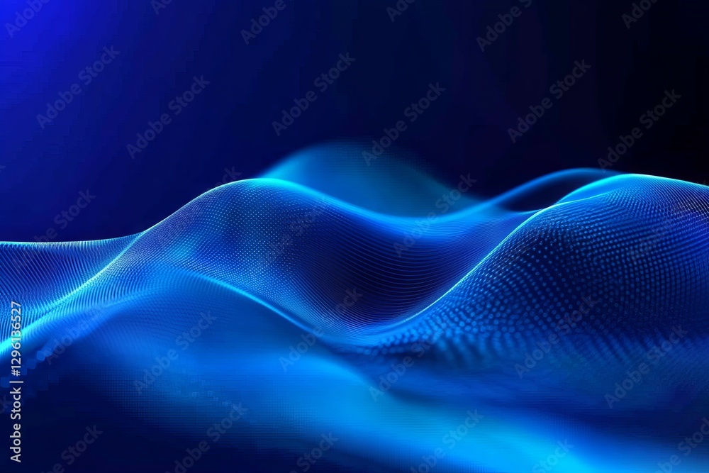 Abstract Blue Digital Wave Background Modern Technology Design Futuristic Network Data Flow Elegant Smooth Lines Particle Texture Digital Art         