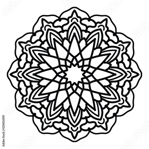floral Mandala decorative ornament. for coloring book, greeting card, invitation, tattoo. Anti-stress therapy pattern.