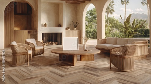 Wallpaper Mural Modern Cozy Living Room Design with Natural Wood Furniture and Abundant Natural Light Torontodigital.ca