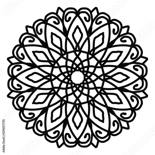 floral Mandala decorative ornament. for coloring book, greeting card, invitation, tattoo. Anti-stress therapy pattern.