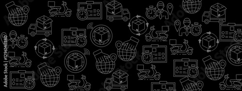 Set of hand drawn cartoon vector images with shipping symbols and objects. Ink style sketch illustrations for postcards, banners, posters, etc. Vector line art illustrations.