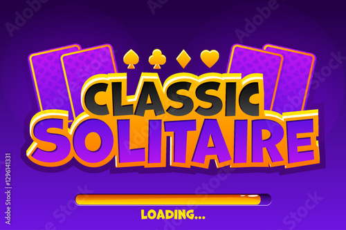 Solitaire loading screen,LOGO for 2D game. Classic SOLITAIRE game