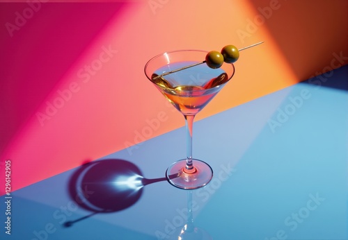 Wallpaper Mural Martini Glass with Olives on Bi-Colored Background Torontodigital.ca