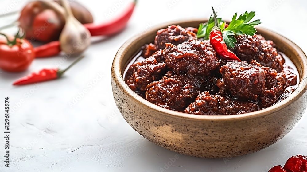Spicy Chili Beef Stew in a Rustic Bowl Spicy Chili Beef Stew in a Rustic Bowl
