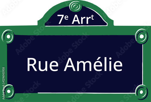 7e Arrt, Elegant Parisian Street Sign