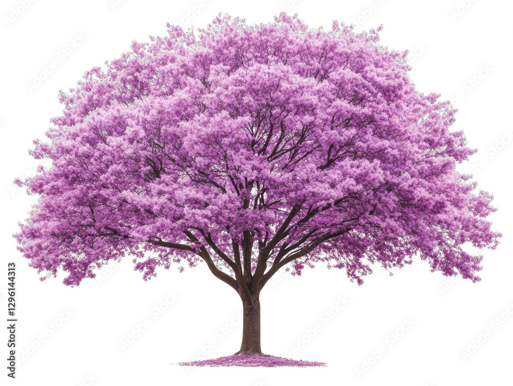 Fototapeta premium Enchanting purple tree with lush foliage, a serene nature landscape majestic