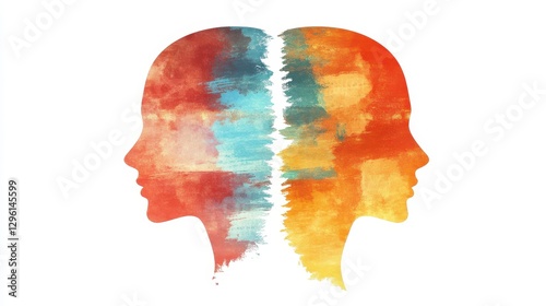A silhouette of a head divided into two faces, each with its own unique personality and expression, symbolizing the complexities and challenges of bipolar disorder.
