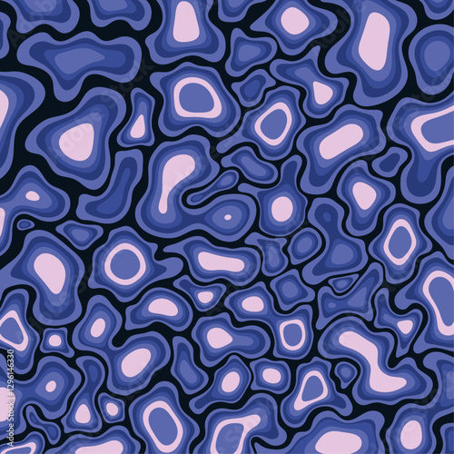 Arrière plan psychédélique coloré bleu, violet et sans fin. Texture rétro tourbillonnante, effet lampe à lave, vecteur